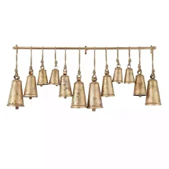 Decorative Accents>Kirklands Home Aged Triangle Bells Wall Plaque Gold