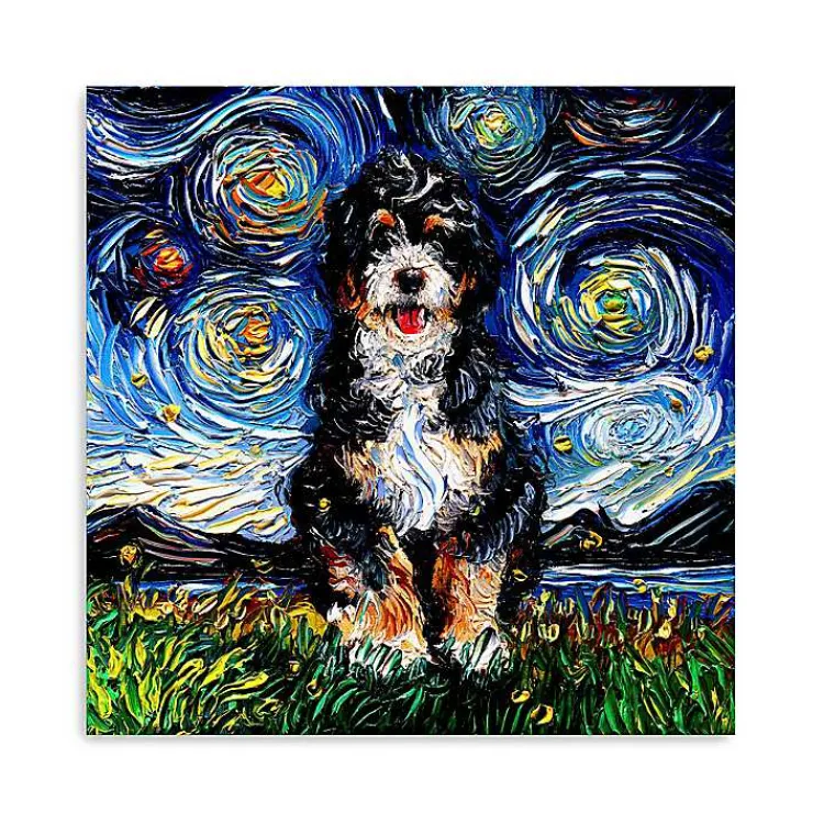 Kirklands Home Aja Trier Bernadoodle Starry Night Canvas Print Discount