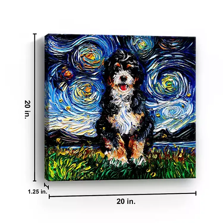Kirklands Home Aja Trier Bernadoodle Starry Night Canvas Print Discount