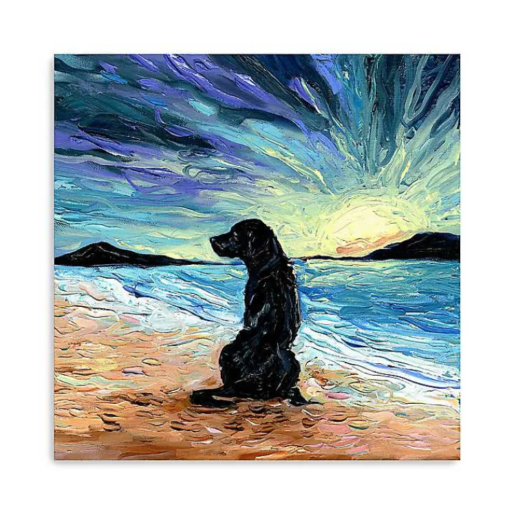 Kirklands Home Aja Trier Black Lab Beach Days Canvas Art Print New