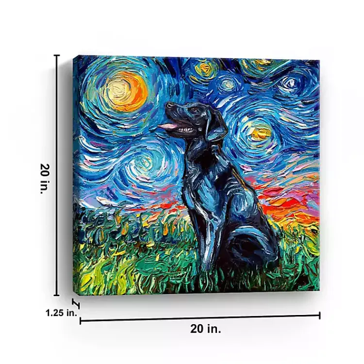Kirklands Home Aja Trier Black Lab Starry Night Canvas Print New
