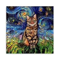 Kirklands Home Aja Trier Brown Tabby Starry Night Canvas Print Hot