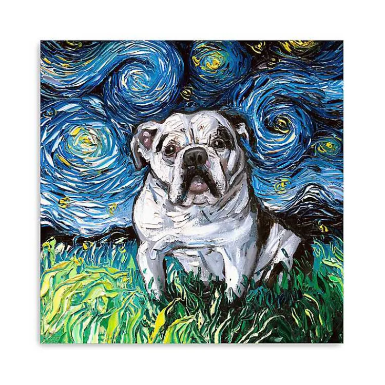 Kirklands Home Aja Trier Bulldog Starry Night Canvas Art Print Online