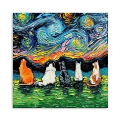 Kirklands Home Aja Trier Cat Friends Starry Night Canvas Print Clearance