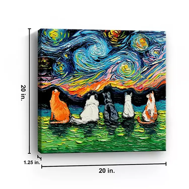 Kirklands Home Aja Trier Cat Friends Starry Night Canvas Print Clearance