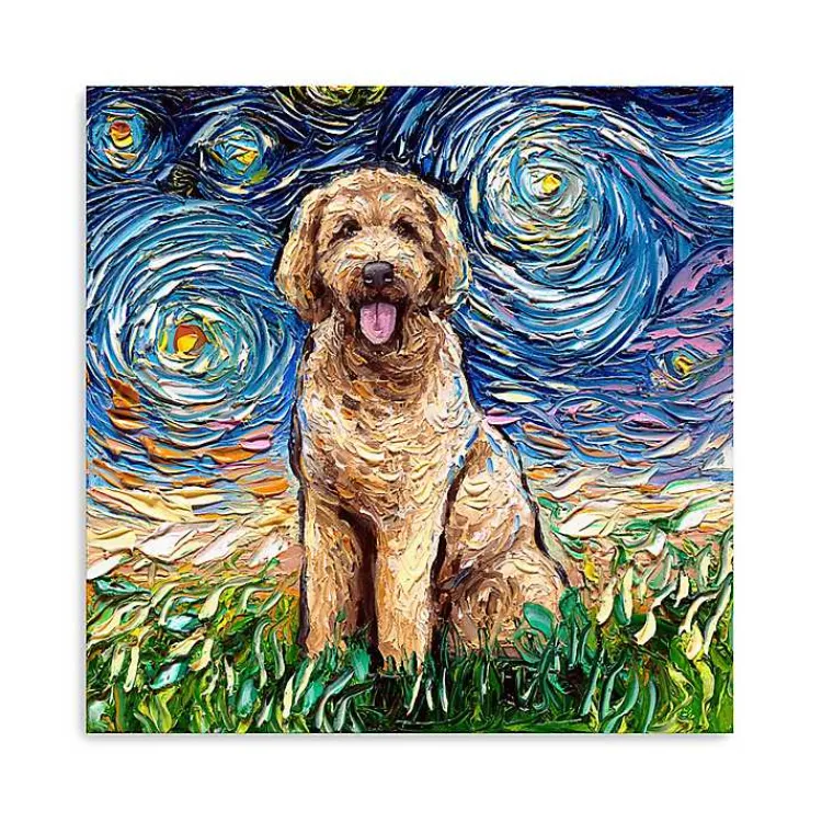 Kirklands Home Aja Trier Goldendoodle Starry Night Canvas Print Clearance