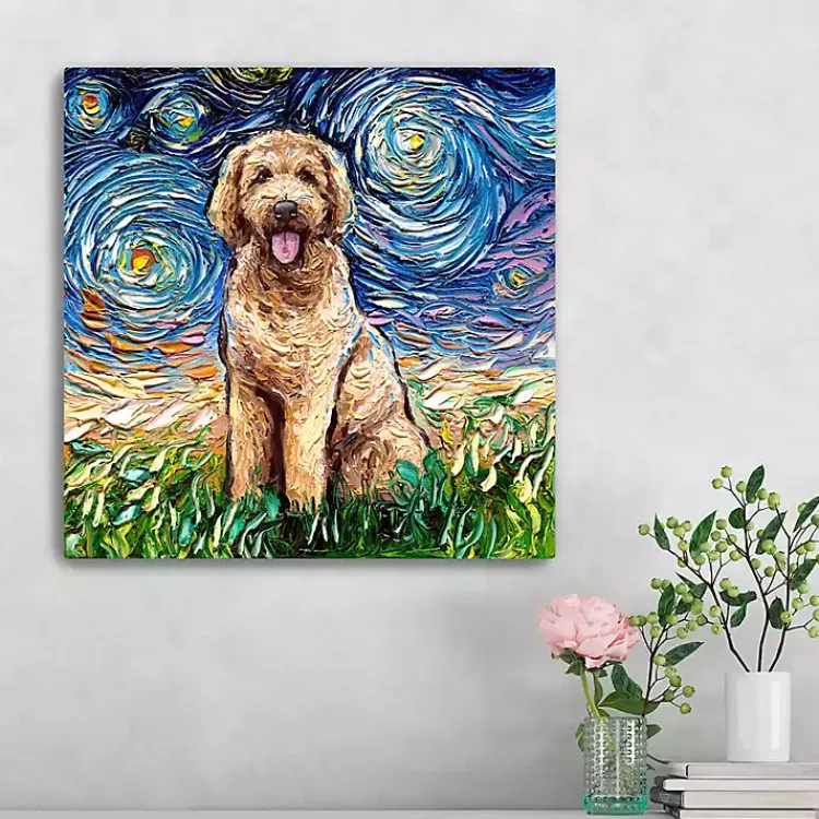 Kirklands Home Aja Trier Goldendoodle Starry Night Canvas Print Clearance