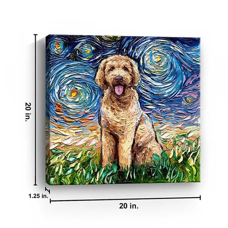 Kirklands Home Aja Trier Goldendoodle Starry Night Canvas Print Clearance