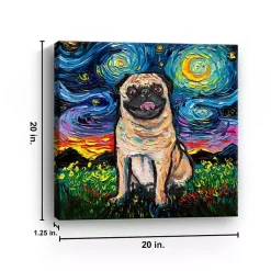 Kirklands Home Aja Trier Pug Starry Night Canvas Art Print Sale
