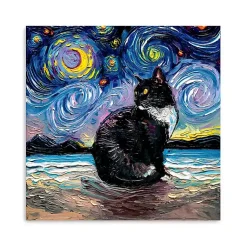 Kirklands Home Aja Trier Tuxedo Cat Starry Night Canvas Art Print Best
