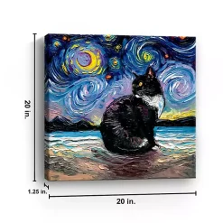 Kirklands Home Aja Trier Tuxedo Cat Starry Night Canvas Art Print Best