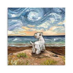Kirklands Home Aja Trier Westie Starry Beach Canvas Art Print Sale