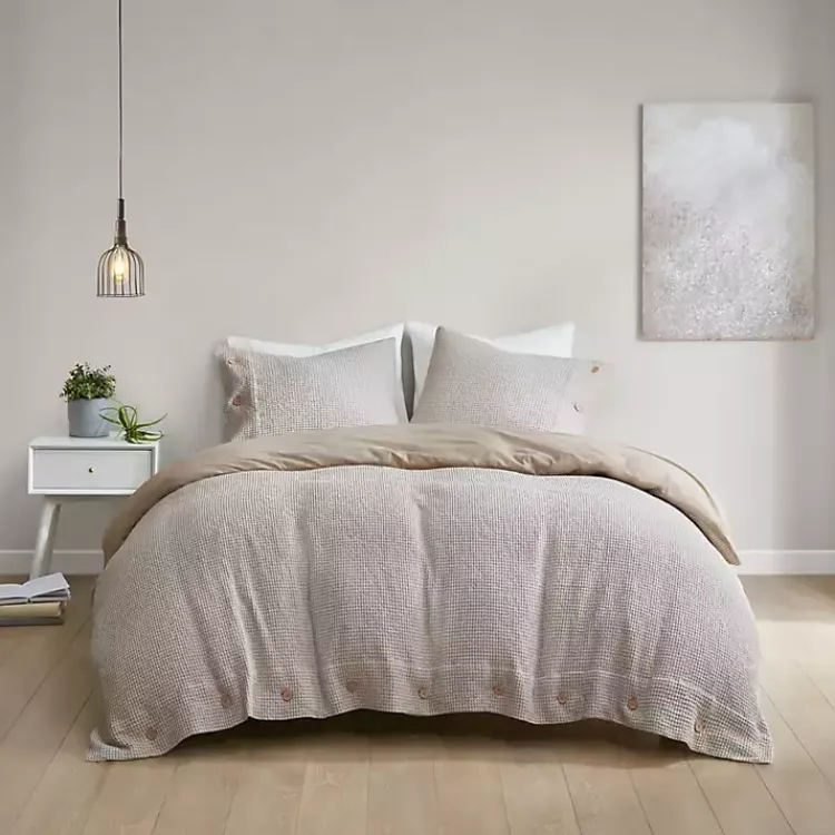 Kirklands Home Alaya 4-pc. Full/Queen Waffle Duvet Set Tan Clearance