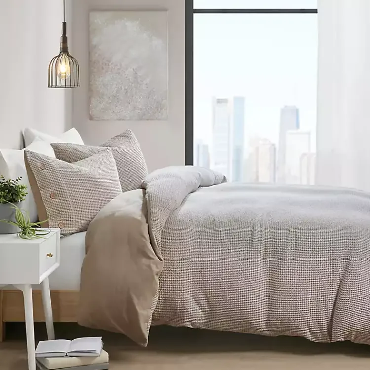 Kirklands Home Alaya 4-pc. Full/Queen Waffle Duvet Set Tan Clearance