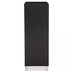 Kirklands Home Aldrich Black Slatted Shoe Storage Cabinet Outlet