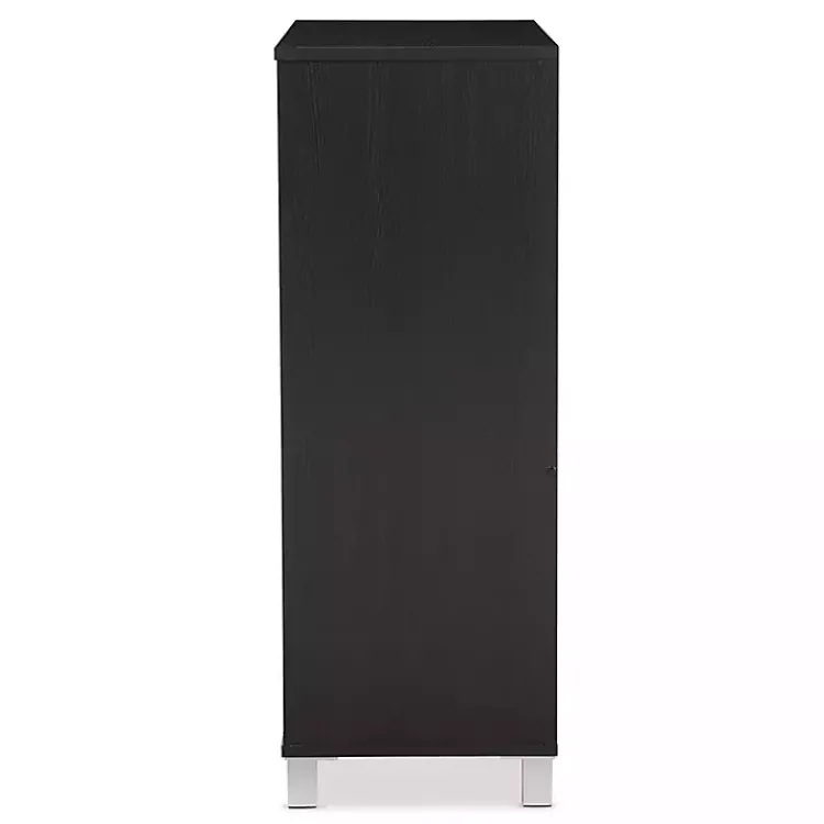 Kirklands Home Aldrich Black Slatted Shoe Storage Cabinet Outlet