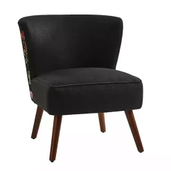 Kirklands Home Alex Upholstered Floral Back Accent Chair Black Hot