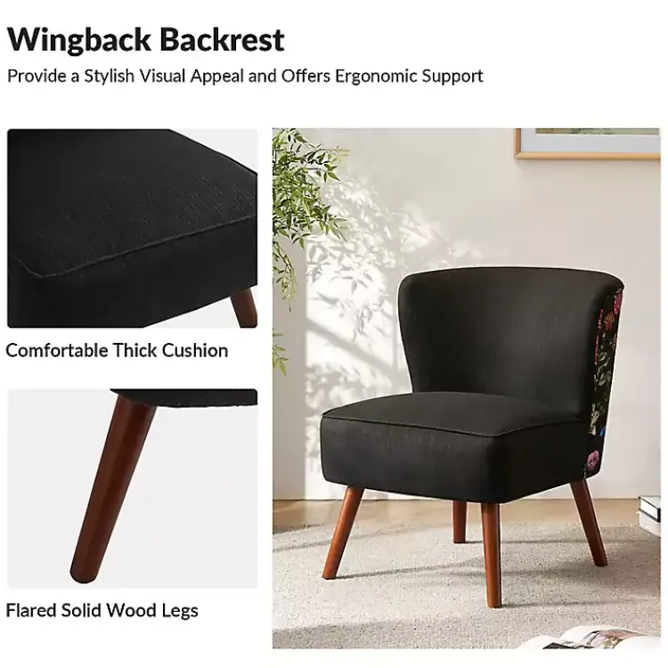 Kirklands Home Alex Upholstered Floral Back Accent Chair Black Hot