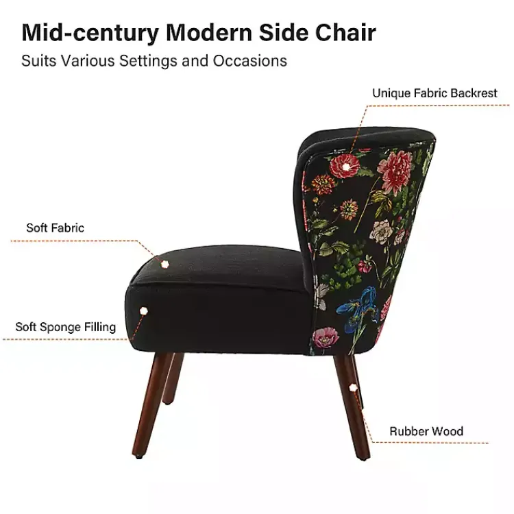 Kirklands Home Alex Upholstered Floral Back Accent Chair Black Hot