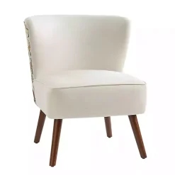 Kirklands Home Alex Upholstered Floral Back Accent Chair Ivory Hot