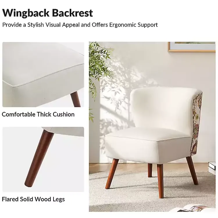 Kirklands Home Alex Upholstered Floral Back Accent Chair Ivory Hot