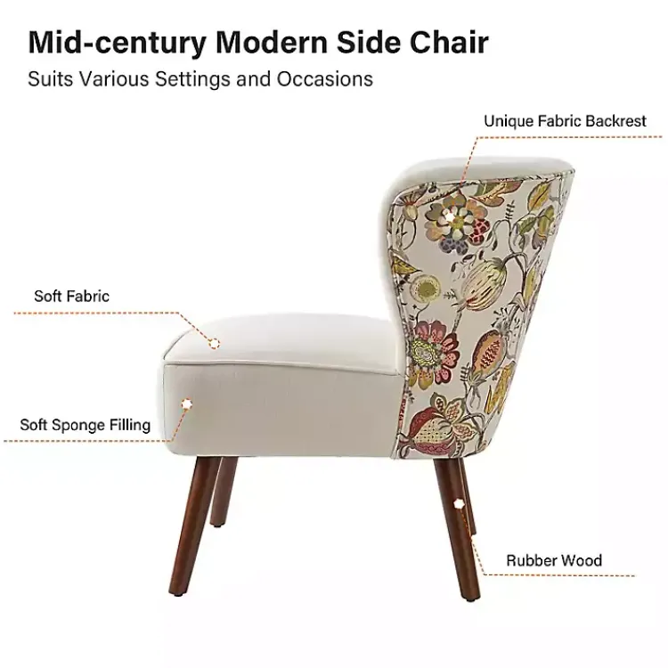 Kirklands Home Alex Upholstered Floral Back Accent Chair Ivory Hot