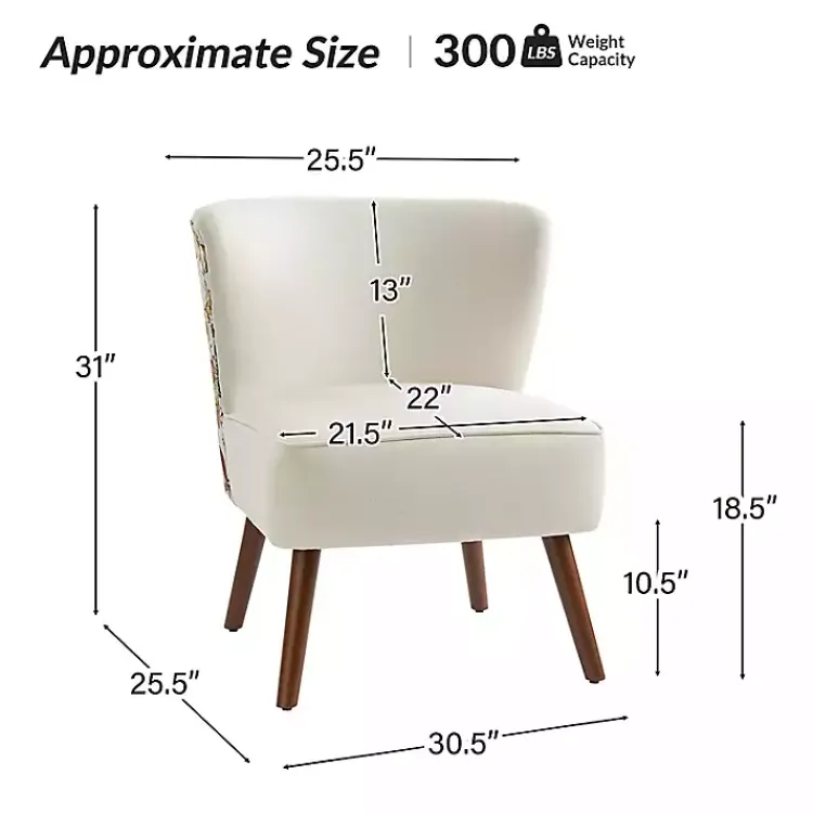 Kirklands Home Alex Upholstered Floral Back Accent Chair Ivory Hot