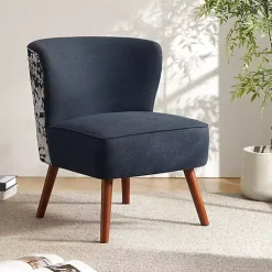 Kirklands Home Alex Navy Upholstered Floral Back Accent Chair Blue Best