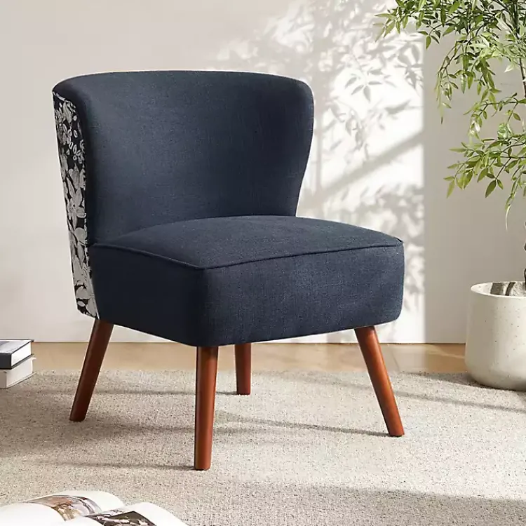 Kirklands Home Alex Navy Upholstered Floral Back Accent Chair Blue Best