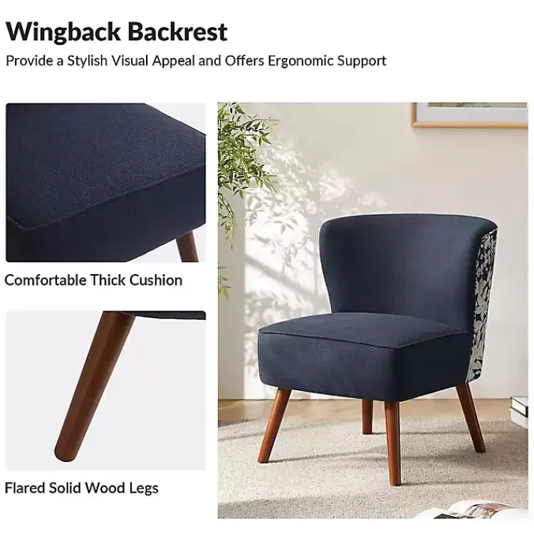 Kirklands Home Alex Navy Upholstered Floral Back Accent Chair Blue Best