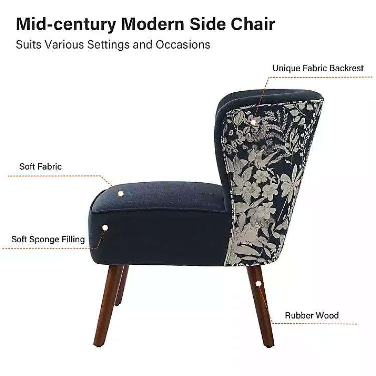 Kirklands Home Alex Navy Upholstered Floral Back Accent Chair Blue Best