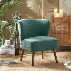 Kirklands Home Alex Teal Upholstered Floral Back Accent Chair Green Outlet
