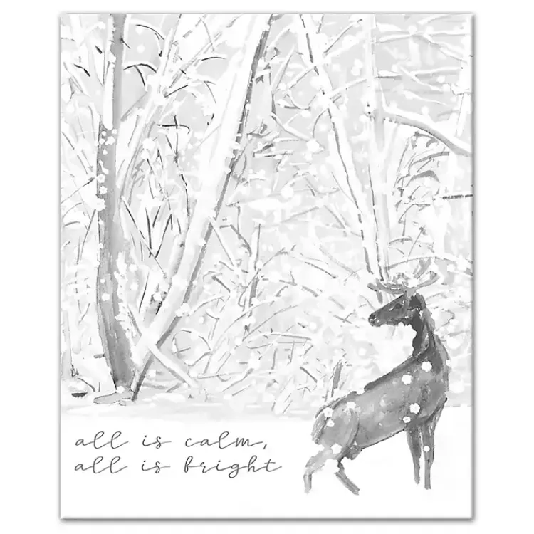 Christmas Art & Wall Decor>Kirklands Home All is Calm Snowy Woods Canvas Art Print White