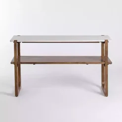 Kirklands Home Allen Wood and Marble Console Table New
