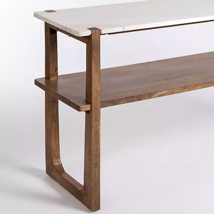 Kirklands Home Allen Wood and Marble Console Table New