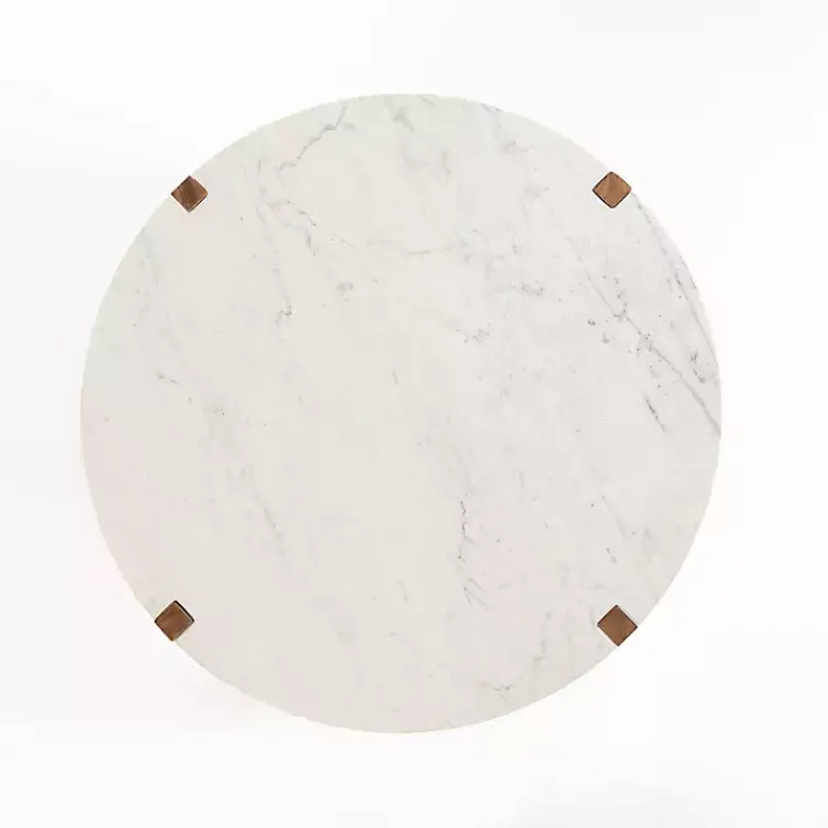 Kirklands Home Allen Wood and Marble Round Coffee Table White Sale