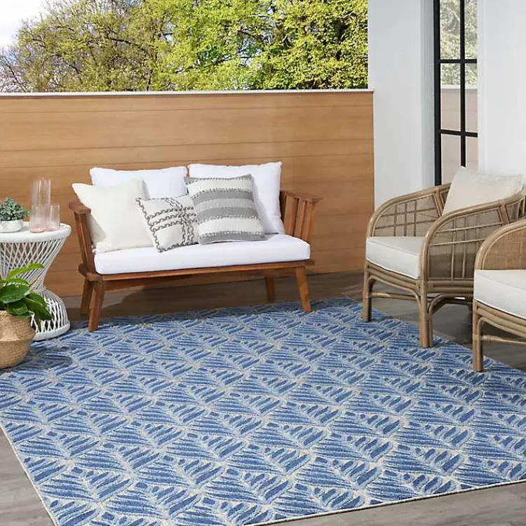 Kirklands Home Aloha Botanical Indoor/Outdoor Rug, 5x7 Blue