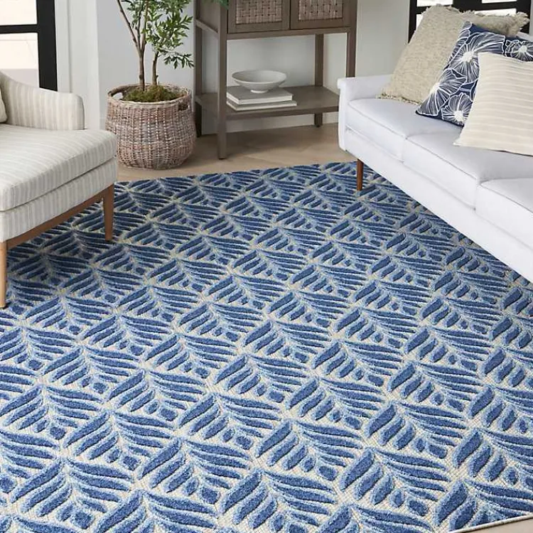 Kirklands Home Aloha Botanical Indoor/Outdoor Rug, 5x7 Blue