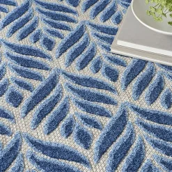 Kirklands Home Aloha Botanical Indoor/Outdoor Rug, 5x7 Blue