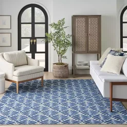 Kirklands Home Aloha Botanical Indoor/Outdoor Rug, 5x7 Blue