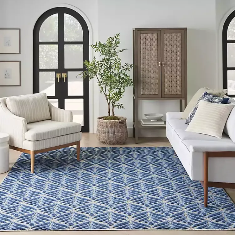 Kirklands Home Aloha Botanical Indoor/Outdoor Rug, 5x7 Blue
