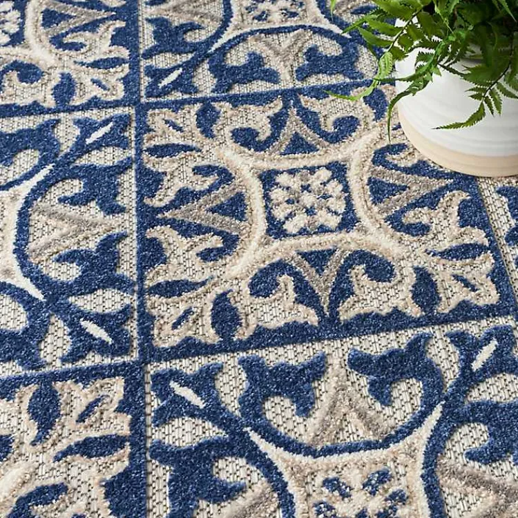 Kirklands Home Aloha Blue Geometric Indoor/Outdoor Area Rug, 5x7 New