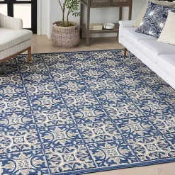 Kirklands Home Aloha Blue Geometric Indoor/Outdoor Area Rug, 6x9 Sale