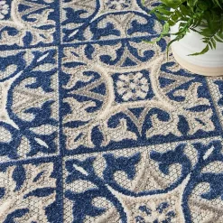 Kirklands Home Aloha Blue Geometric Indoor/Outdoor Area Rug, 9x12 Discount