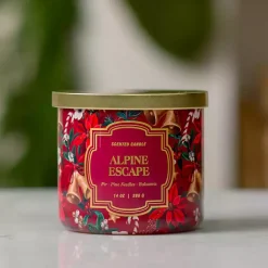 Home Fragrance>Kirklands Home Alpine Escape Triple Wick Jar Candle Red