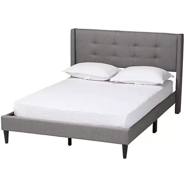 Kirklands Home Amala Button Tufted Queen Bed Frame Gray