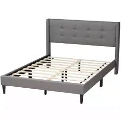 Kirklands Home Amala Button Tufted Queen Bed Frame Gray