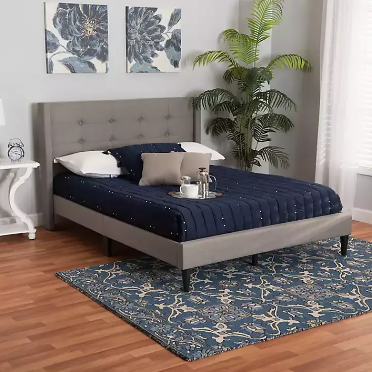 Kirklands Home Amala Button Tufted Queen Bed Frame Gray