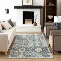 Kirklands Home Amanda Anthracite Washable Area Rug, 9x6 Blue Sale