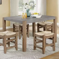 Kirklands Home Amber Wood Faux Concrete Top Dining Table Brown Discount